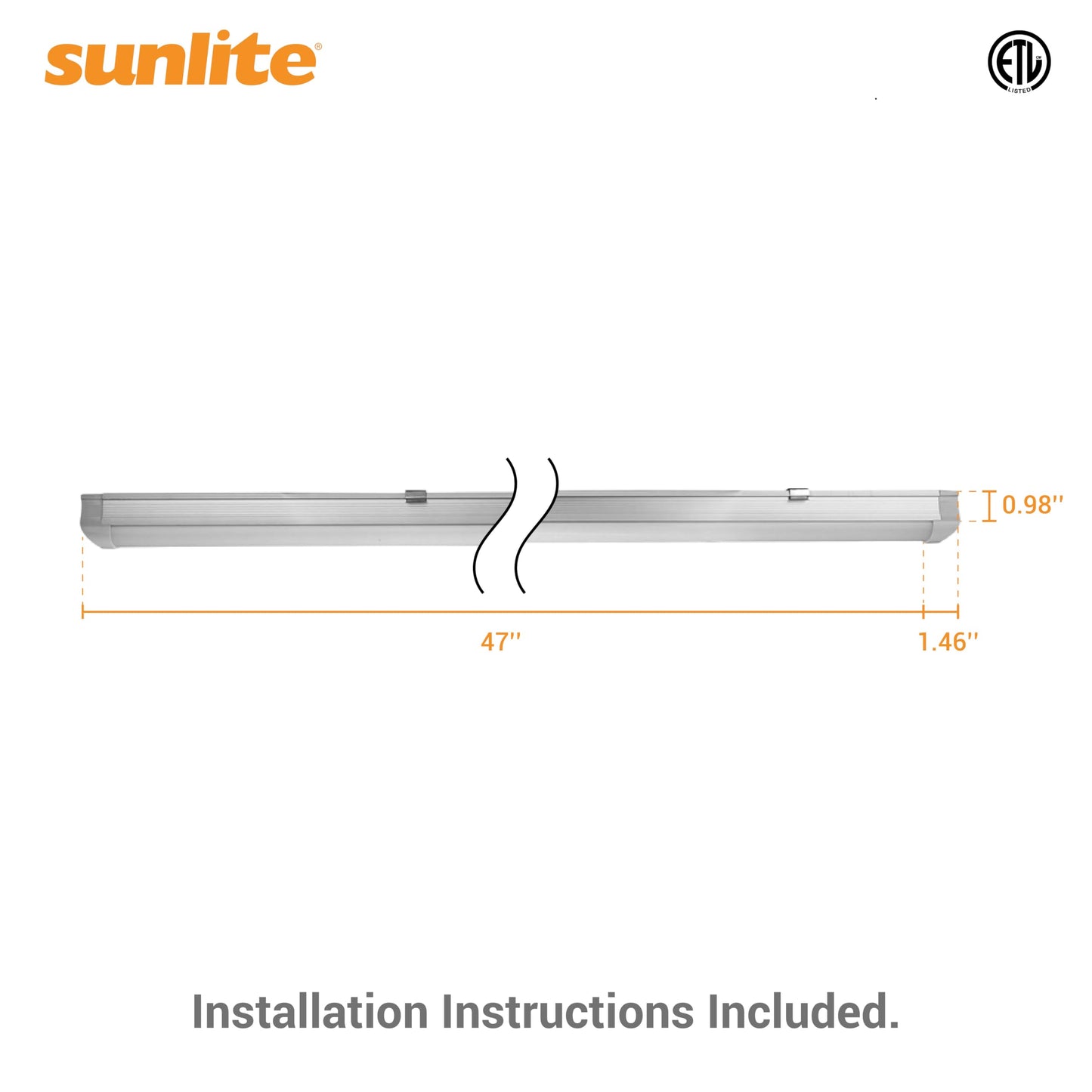 Sunlite 4FT T8 Integrated Linkable Linear LED Strip Light Fixture, 32 Watts, 4800 Lumens, 100-277V, 5000K Daylight, 120 Degree Beam Angle, ETL Listed