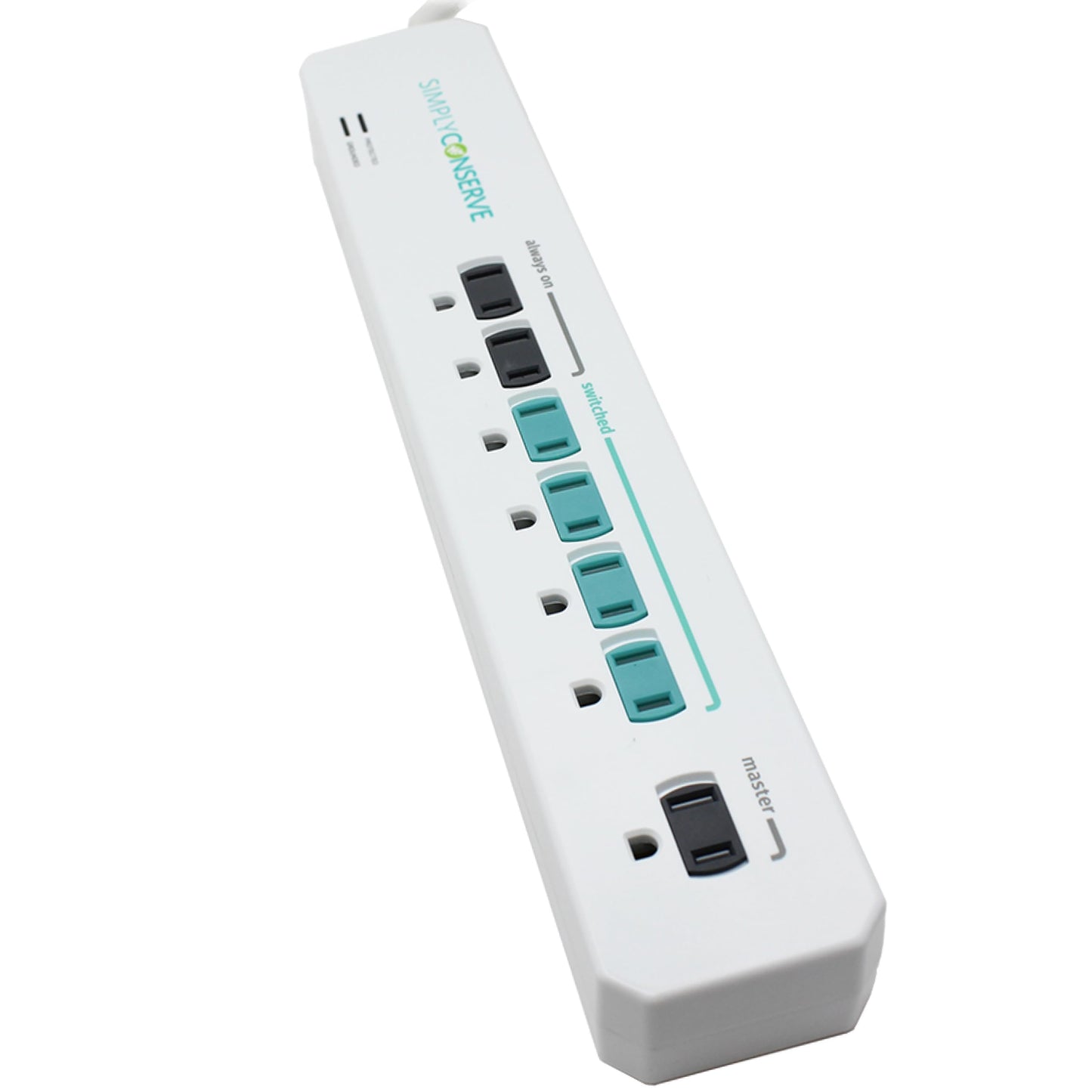 Simply Conserve Advanced Power Strip SC73T1, Surge Protector Outlets, White Power Strip Extension Cord with Multiple Outlets, Power Surge Strip