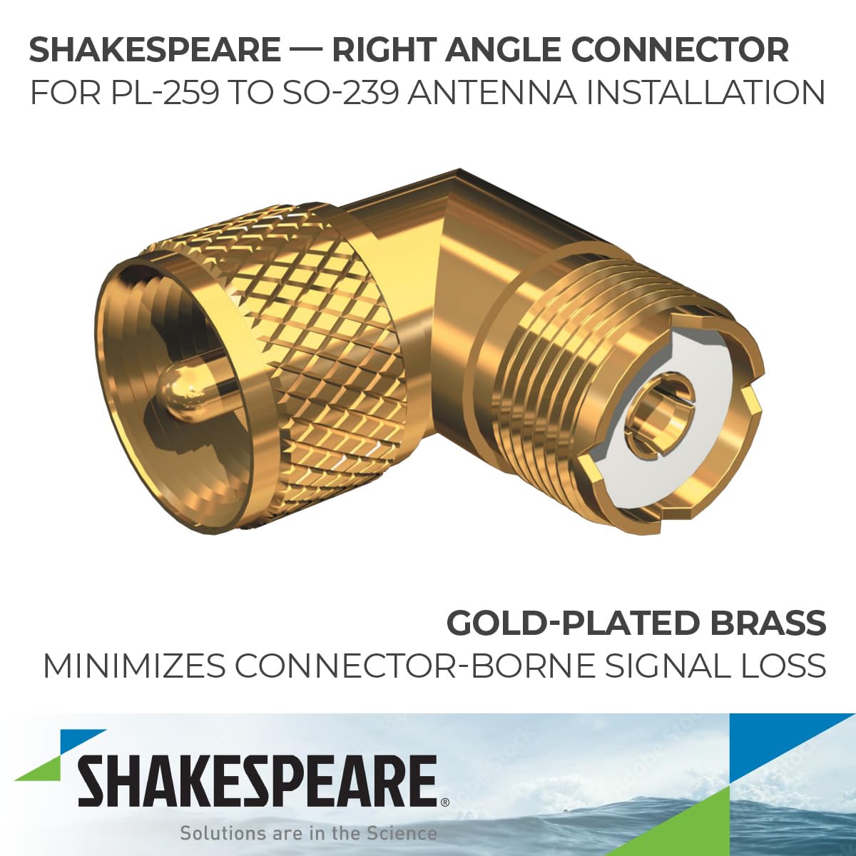 Shakespeare Right Angle Connector - PL-259 to SO-239 Adapter
