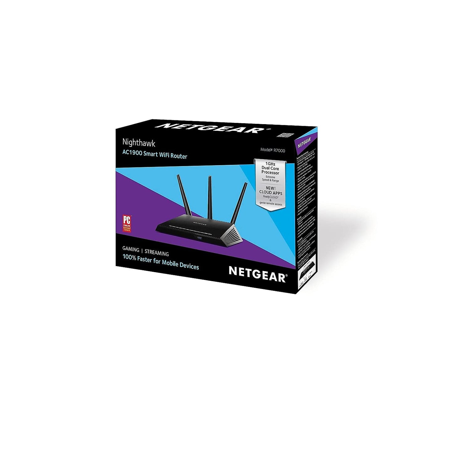 NETGEAR Nighthawk Smart Wi-Fi Router (R7000) - AC1900 Wireless Speed (Up to 1900 Mbps) | Up to 1800 Sq Ft Coverage & 30 Devices | 4 x 1G Ethernet