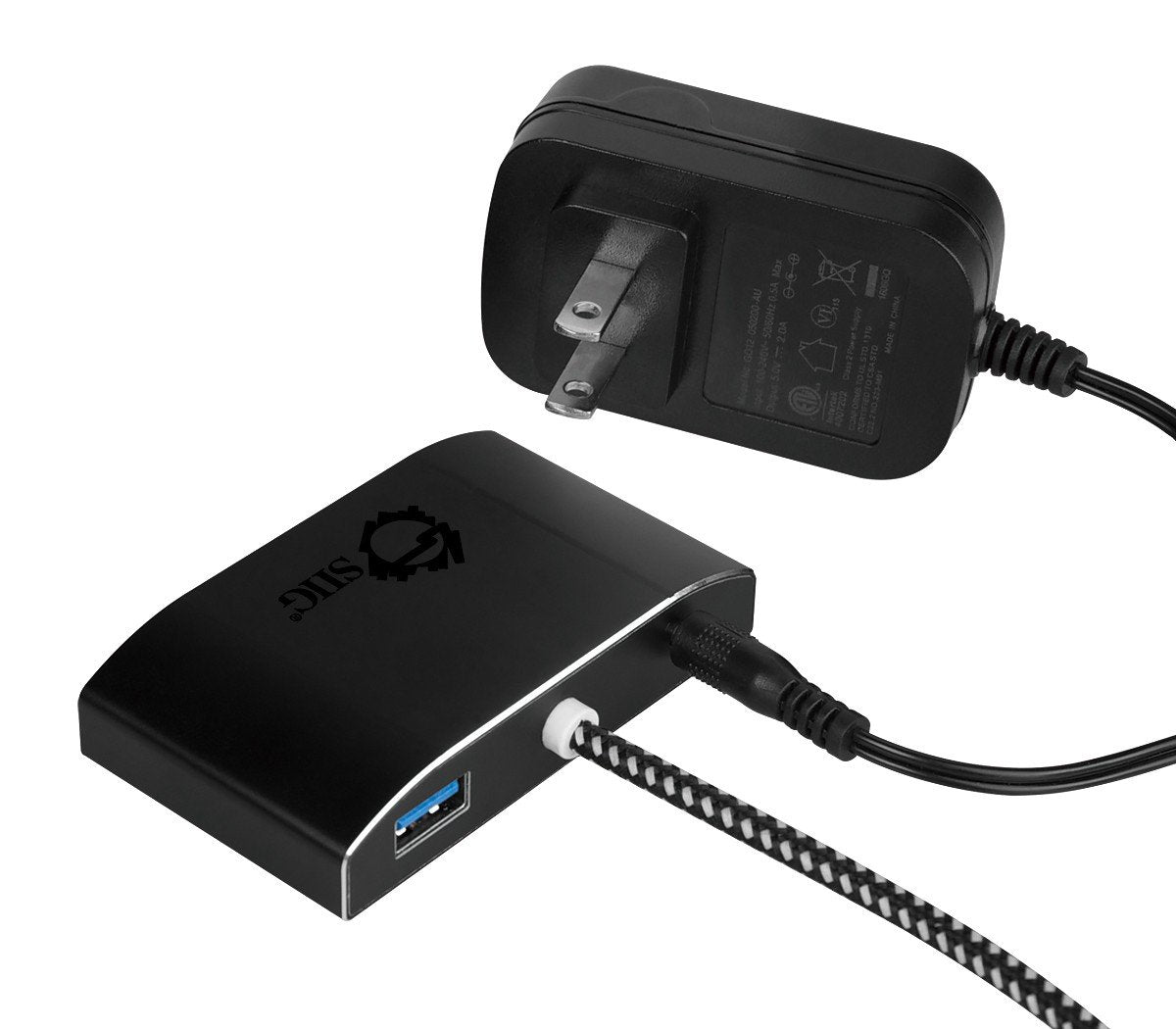 SIIG SuperSpeed 4 Port USB 3.0 Hub With 5V Power Adapter and Woven Braided USB - Powered Hub & Port Adapter