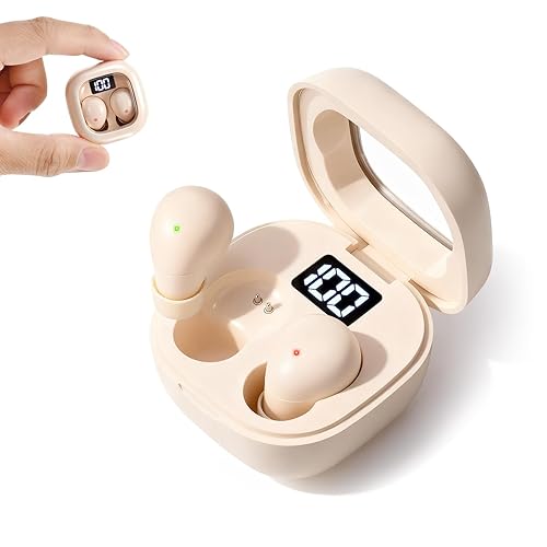 GreatQIQI Invisible Mini Sleep Earbuds for Side Sleepers, Ultra-Comfortable & Feather-Light Bluetooth 5.4 Sleep Headphones, LED Display Portable Case…