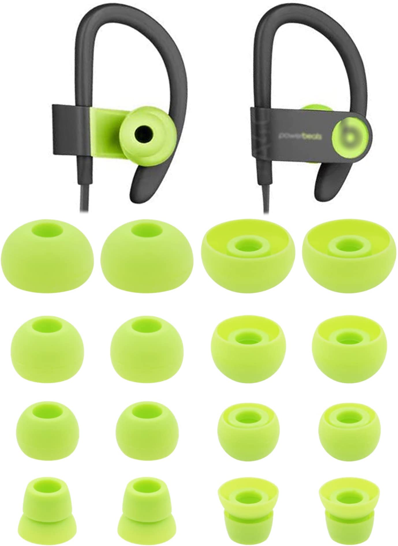 ALXCD Ear Tips for PB3 Powerbeats 3 Headphone, SML 3 Sizes 6 Pair Silicone Replacement Earbud Tips & 2 Pair Double Flange Ear Tips, Fit for Beats