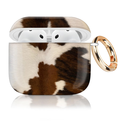 Case Cover Compatible with AirPod 4th Generation 2024, Shockproof for Women & Girls with Golden Round Buckle - Protective, Anti-Drop Design(Brown