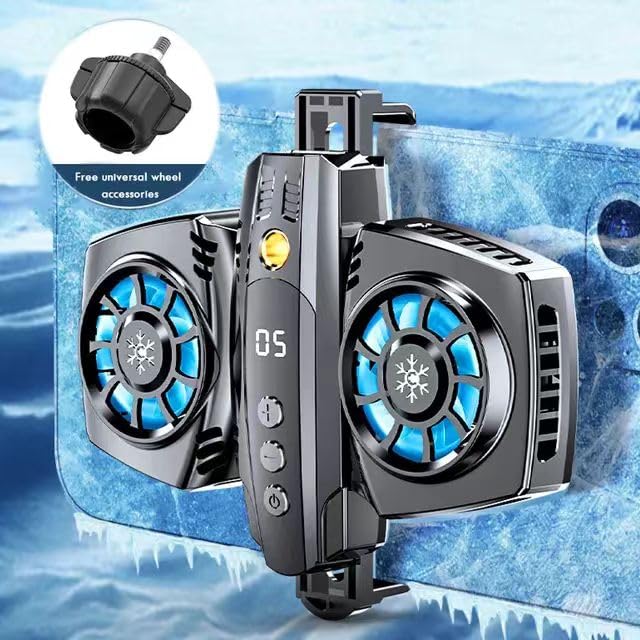 Phone Cooler for Tiktok Live Streaming, Mobile Gaming.Fast Cooling Cell Phone Refrigerator with Customized RGB Lighting, LED Temperature Display?Dual