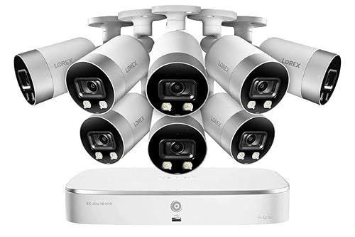 Lorex 4K Security Camera System, 8-Channel 2TB NVR with 8 Indoor/Outdoor Wired IP POE Metal Smart Deterrence Bullet Cameras, Smart Motion Detection