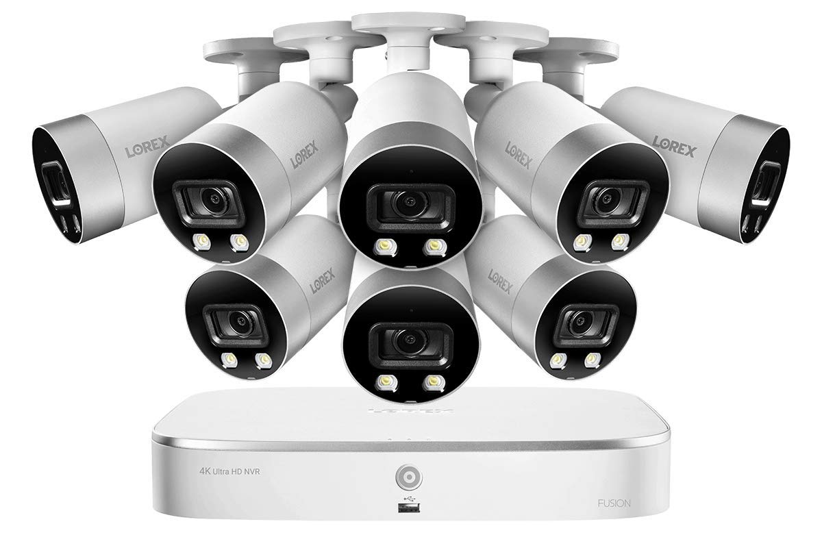 Lorex 4K Security Camera System, 8-Channel 2TB NVR with 8 Indoor/Outdoor Wired IP POE Metal Smart Deterrence Bullet Cameras, Smart Motion Detection