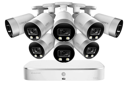 Lorex 4K Security Camera System, 8-Channel 2TB NVR with 8 Indoor/Outdoor Wired IP POE Metal Smart Deterrence Bullet Cameras, Smart Motion Detection