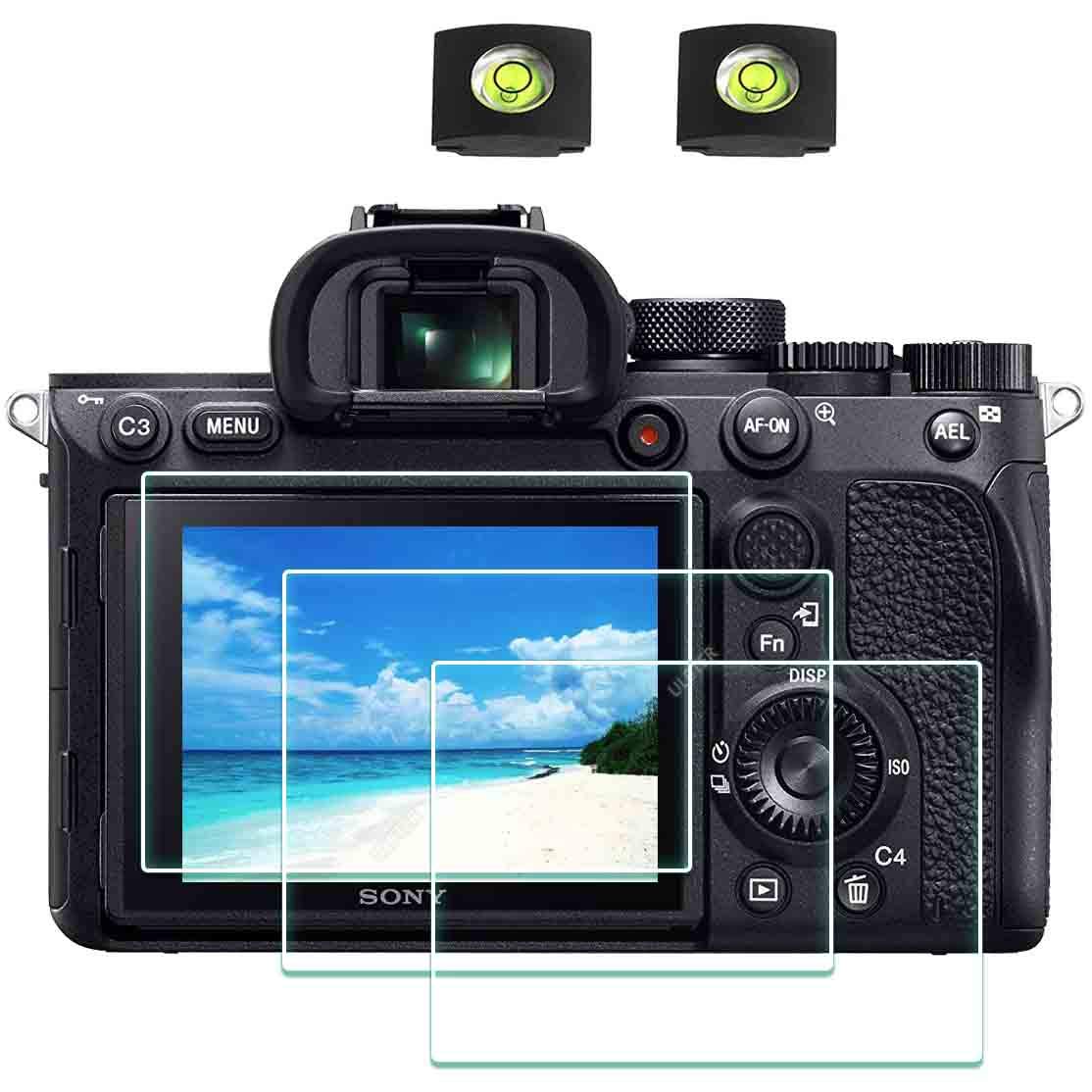 ULBTER Screen Protector for Sony alpha a7II A7III A7 III A7 II A7R IV A7R III A7R II & Hot Shoe Cover [3+2Pack] 0.3mm 9H Hardness Tempered Glass Cover