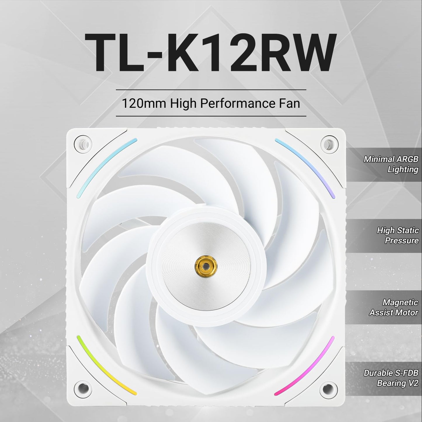 Thermalright TL-K12RW 120mm CPU Cooler Fan, Computer Case Cooler, 4PIN PWM Control, 2150RPM Speed,Reverse Outlet PC Performance Fan for S-FDB