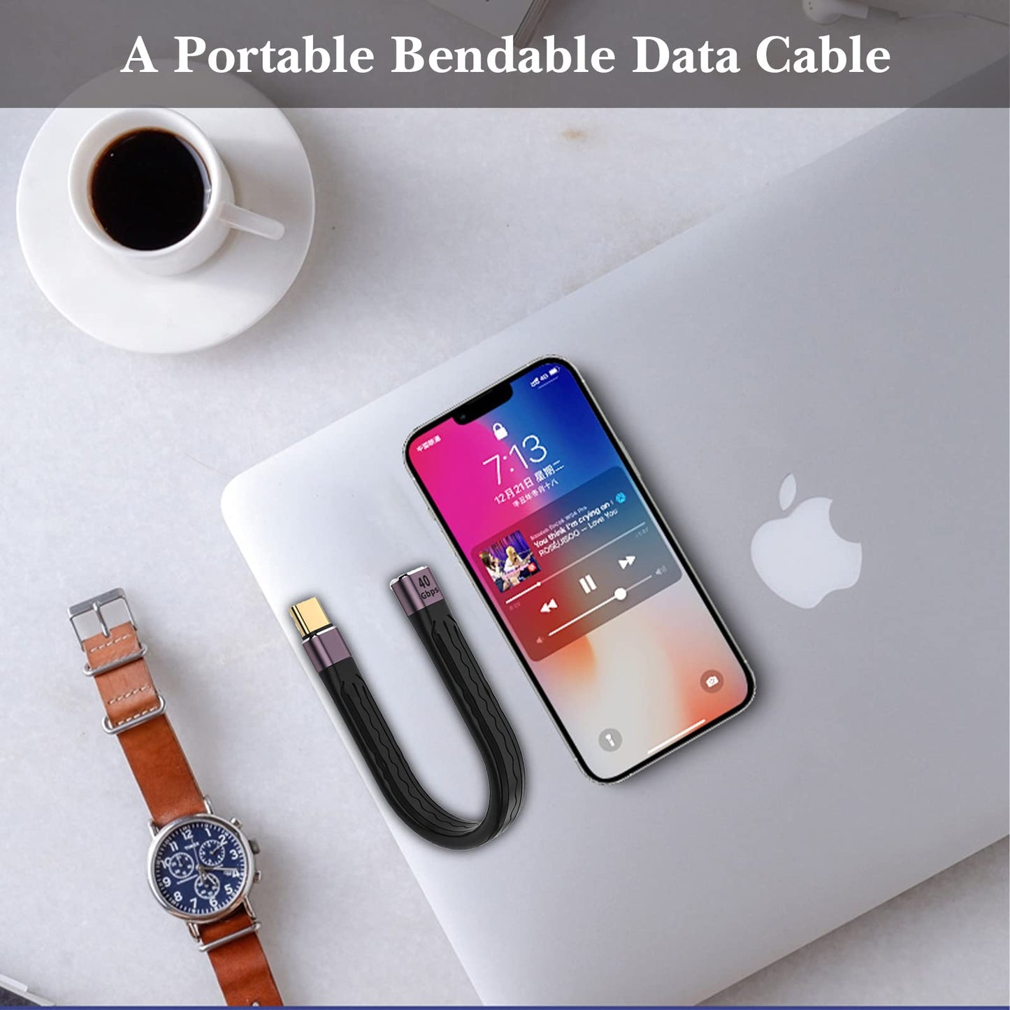 YoungSelly USB C Female to USB C Male Cable,USB4 / Thunderbolt 4 Cable 100W,40Gbps Data Transfer Sync, Short USB C Cable Supports 8K Display