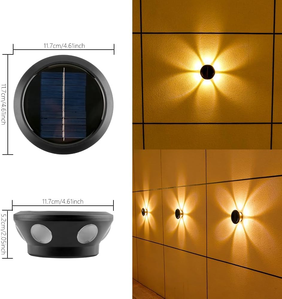 RAYOYASI Solar Lights, Ambiance Lights,wall Light, Decorative Light Downlights Dusk to Dawn Solar Wall Light Outdoor IP65 Waterproof for Backyard