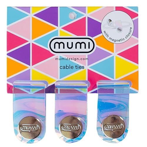 MUMI Holographic Cord Organizer - Stylish Cable Ties and Cord Wraps for Cable Management - Set of 3 Durable 3.1 x 0.78-inch Straps