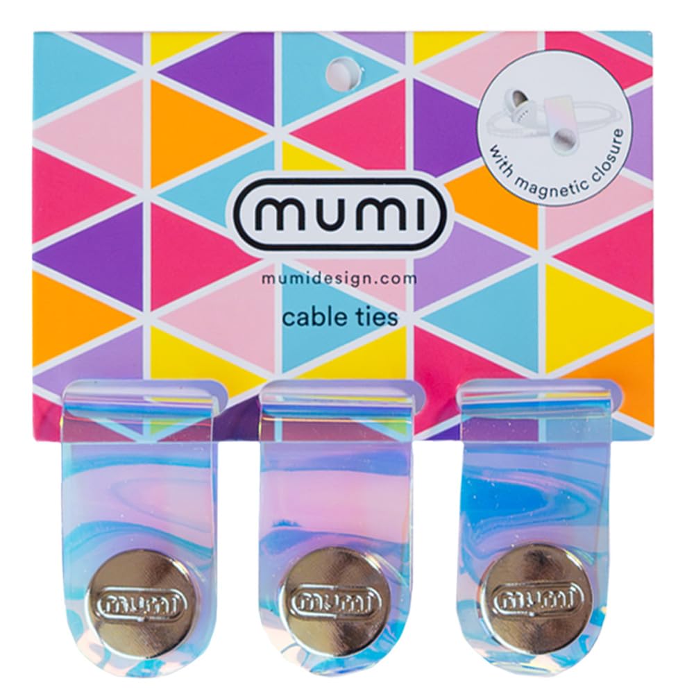 MUMI Holographic Cord Organizer - Stylish Cable Ties and Cord Wraps for Cable Management - Set of 3 Durable 3.1 x 0.78-inch Straps