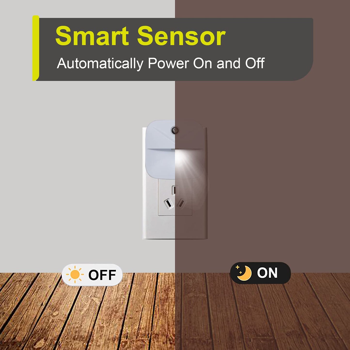 YRWXZYO 6 Pack Night Light Plug in, White LED Nightlights with Smart Dusk to Dawn Sensor, Plug into Wall Nightlights Suitable for Bedroom, Bathroom
