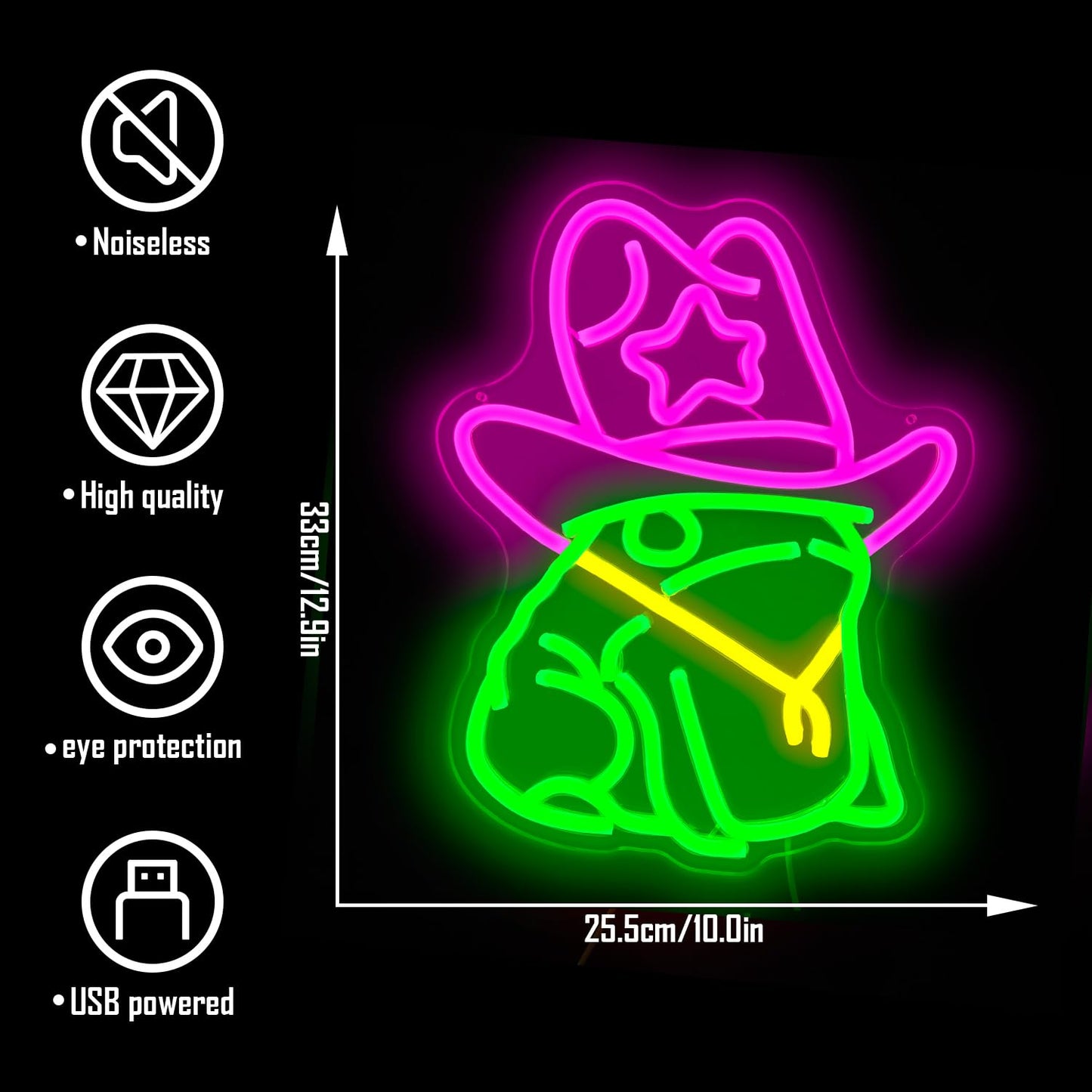Cowboy Frog Neon Sign for Wall Decor Dimmable Frog Cowboy Hat Neon Led Sign for Man Cave Cute Led Signs Neon Light Signs for Bedroom Pub Store Light