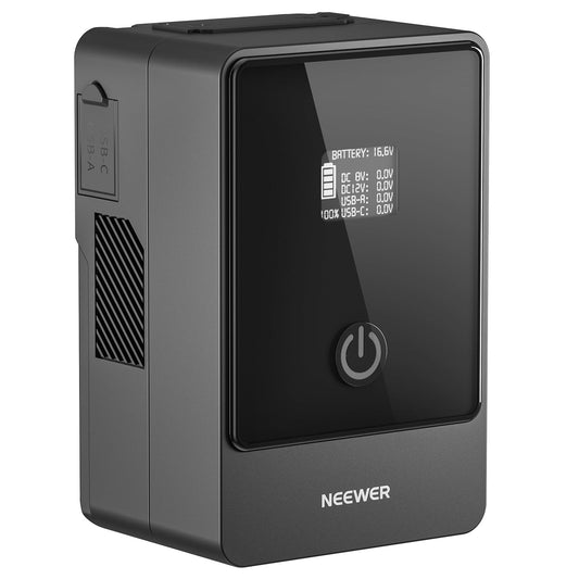 NEEWER Mini V Mount Battery, 6800mAh 99Wh V Lock Battery, PD65W Fast Charging/D Tap/BP/USB A/Dual DC Port/OLED Display for Camcorder Video Camera