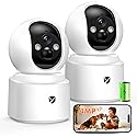 Battery Powered Indoor Camera Wireless, PTZ Pet Camera with 6000mAh Rechargeable, Dual-Band WiFi, 2.5K 4MP Color Night Vision, SD/Cloud Storage, 2-Way