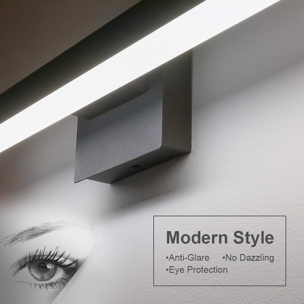 Aipsun 27.6 inch Modern Black Vanity Light LED Bathroom Vanity Light Fixtures Black Wall Light for Bathroom (White Light)