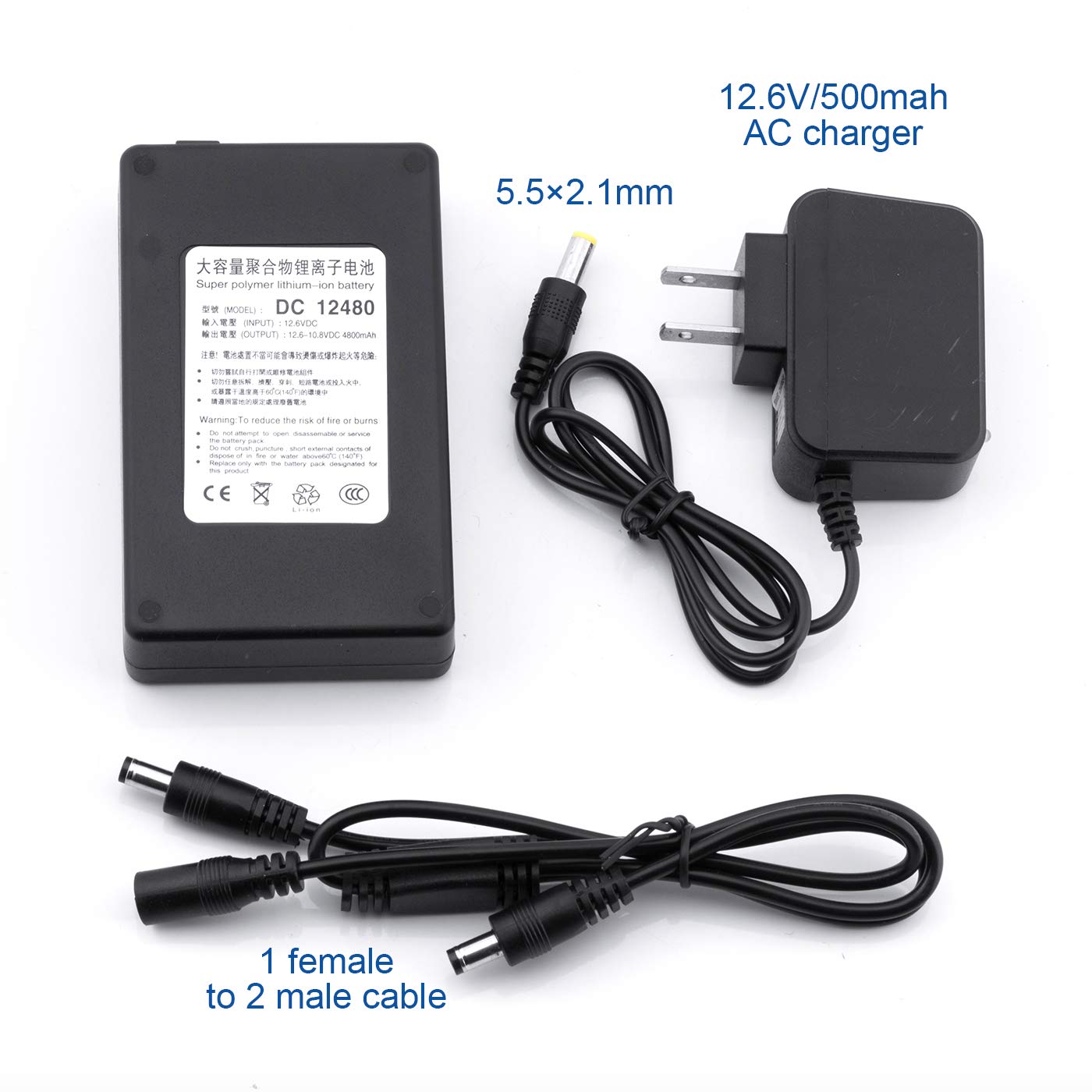 ABENIC 12V Rechargeable 4800mAh Battery Pack Lithium 2A for Camcorders, Video Cameras, Bluetooth and More.Power Supply UPS