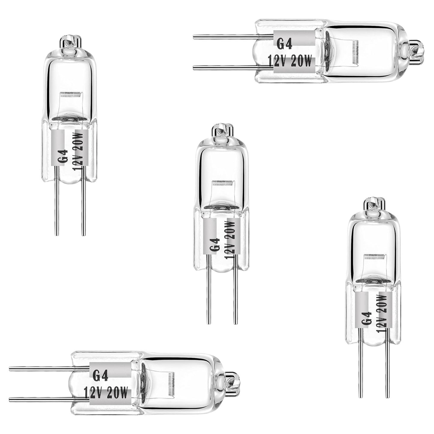 FarShiller G4 Bulb,12V 20W (5 Pack) Halogen Light Bulbs 2 Pin, Replacement for Under Cabinet Puck Light,Chandeliers, Accent Lights, Track Lighting?G4