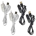 ThtRht 4 Pack USB Extension Cable with Switch On/Off 2 Pin Wire Connector DIY Power Cord Toggle Rocker for 5V 12V LED Strip Light Driving Recorder LED