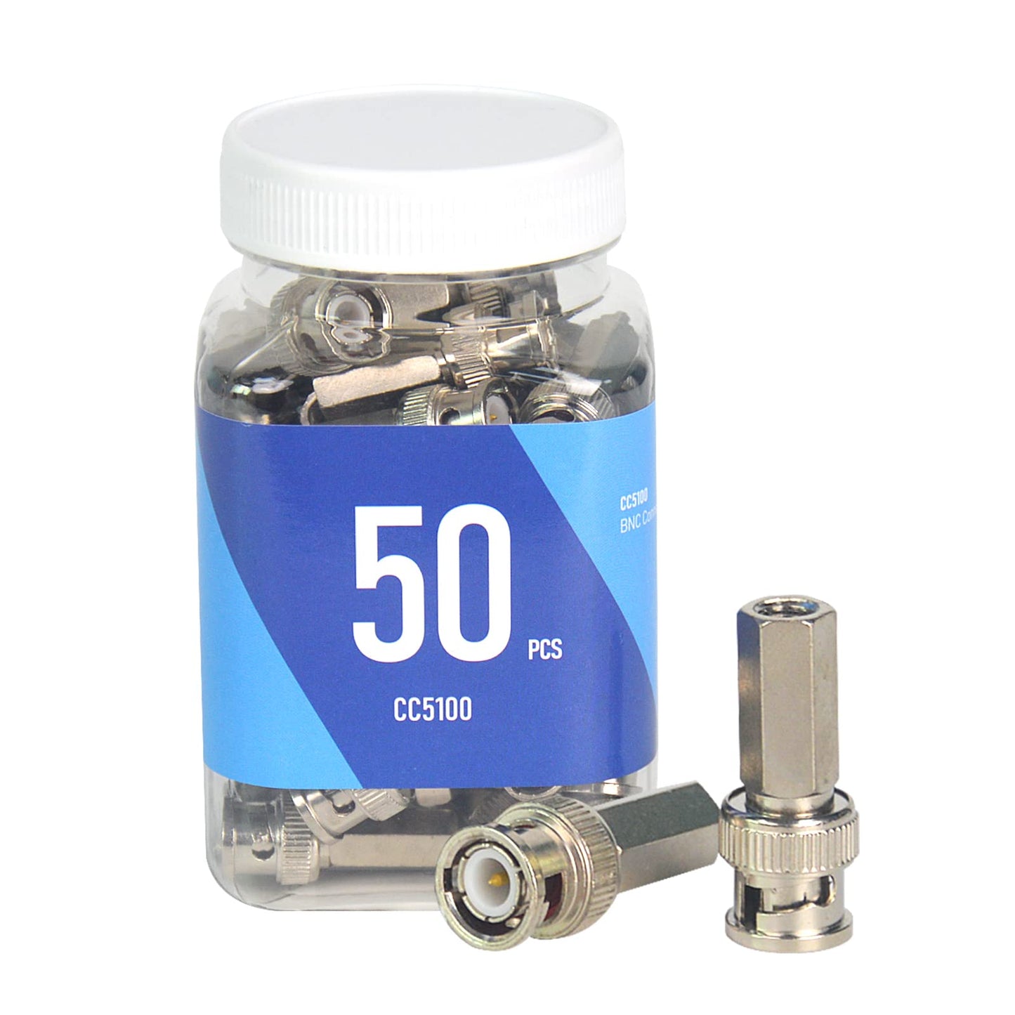 ENS BNC Male Twist-On Connector, Coax RG 59 Connector, Perfect for Professional CCTV Security Surveillance System, 50 PCs