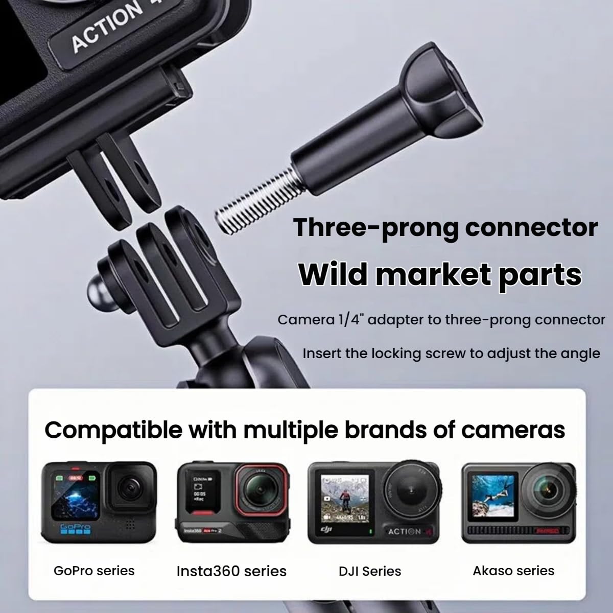 Suction Cup Camera Mount with 360° Ball Head Magic Arm,Sporting Cameras Holder Accessories Compatible with Insta360 X5 X4/GoPro/DJI OSMO 360,Standard