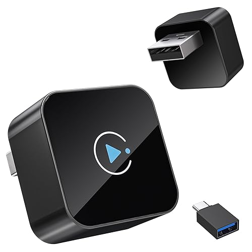 2026 Upgraded Wireless CarPlay Dongle, Mini Plug & Play USB Device for Apple CarPlay & Android Auto, Wired to Wireless, Stable No-Latency Connection
