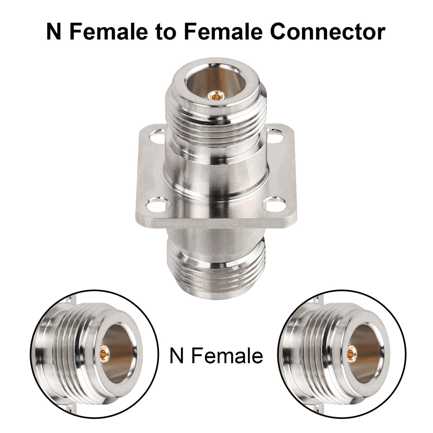 XRDS -RF 2pcs N Female to Female Connector 4 Hole Flange Panel Mount Adapter N Coax Jack Connector