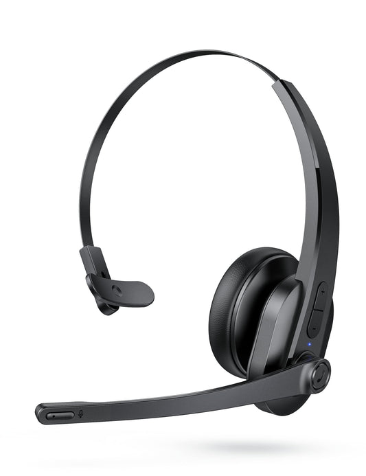 Thauker Bluetooth Headset with Microphone, Mute Button, Noise Cancelling Mic, On Ear Headphone Bluetooth 5.0 34H with USB Adapter for Black