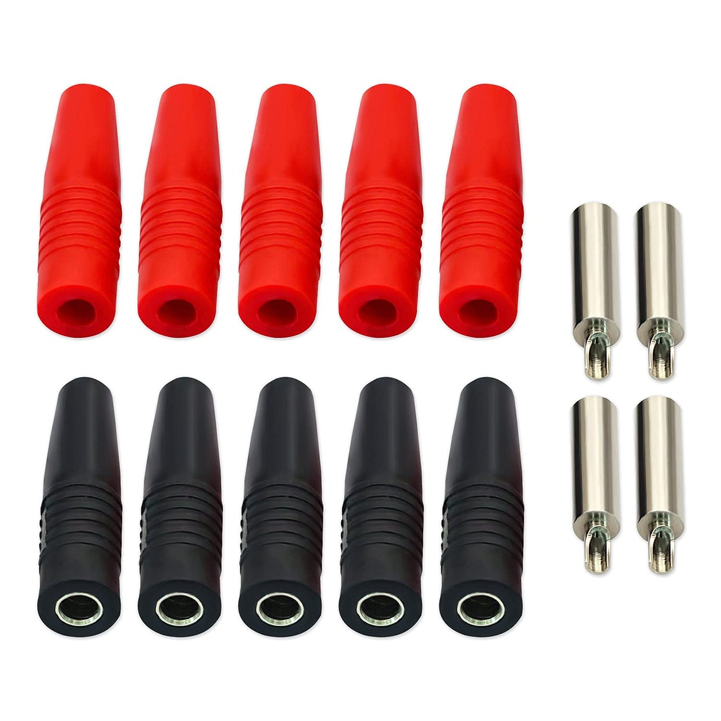 DaFuRui 4mm Banana Plug?10 Pair Insulated Safety Shrouded 4mm Banana Plug Female Jack Socket Adapter Solder Type for Male Banana Plug Cable