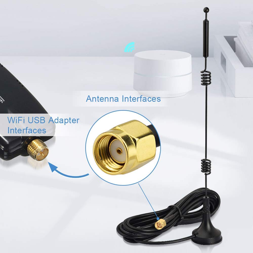 Bingfu Dual Band WiFi 2.4GHz 5GHz 5.8GHz 9dBi Magnetic Base MIMO RP-SMA Male Antenna 2-Pack for WiFi Router Wireless Network Card USB Adapter Security