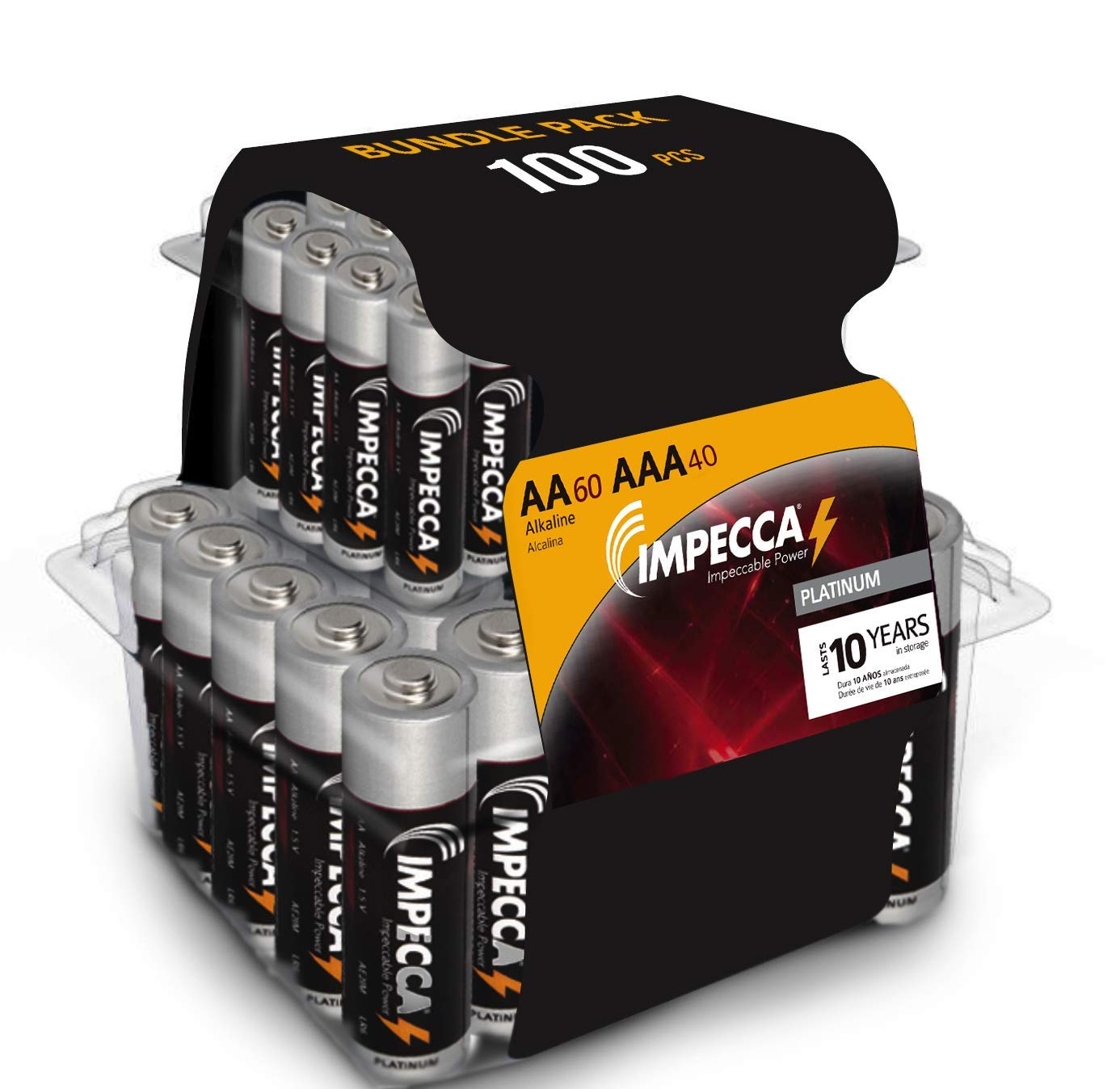 Impecca AA and AAA Batteries Combo Pack (100 Pack) High-Performance Alkaline Battery, AA 60 Count AAA 40 Count, Leak-Resistant, and Long-Lasting…
