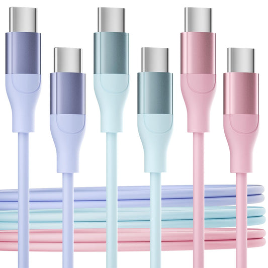 SGIN USB C to USB C Cable 3-Pack 6ft Type C Fast Charging Cable PD Cord Compatible Phone 15/15 Pro Max/15 Plus,Phone A15/A14 5G/A13/A54/S23