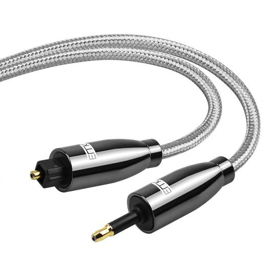 EMK Optical Audio Cable, Toslink Optical to Mini Toslink Optical Cable with Braided Jacket for Home Theater, Sound Bar, TV, PS4, Xbox