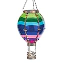 Regal Art & Gift Hot Air Balloon Solar Lantern - Hanging Solar-Powered LED Lights, Waterproof Portable Decorative Outdoor Lamp Made of Metal & Glass