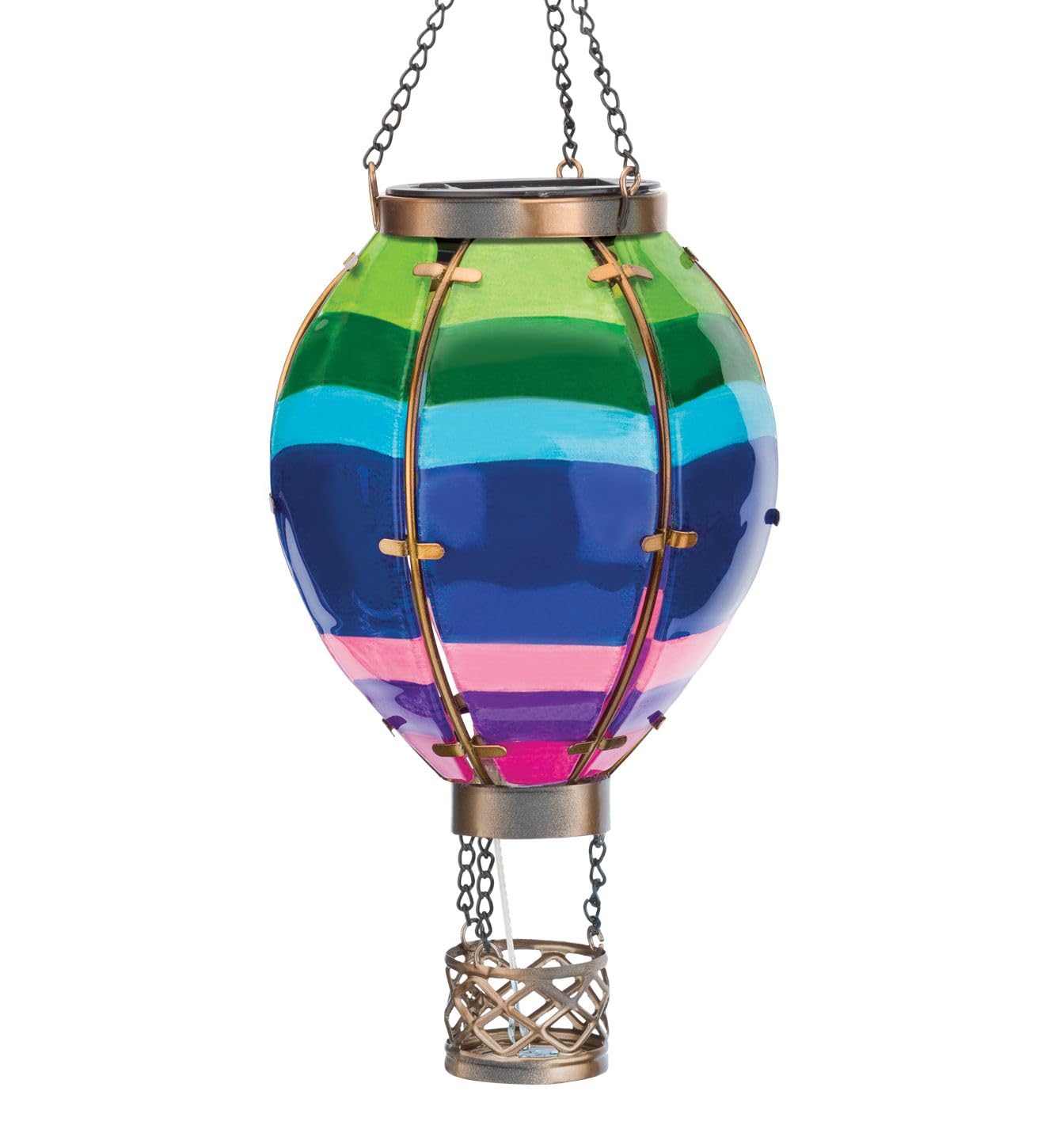 Regal Art & Gift Hot Air Balloon Solar Lantern - Hanging Solar-Powered LED Lights, Waterproof Portable Decorative Outdoor Lamp Made of Metal & Glass
