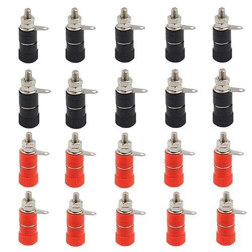 HiLetgo 20pcs JS-910B JS-919 Terminal Wire Connectors JS-910B Jack Socket Female Binding Banana Plugs Terminal Connector Binding Post 4mm Banana Plug