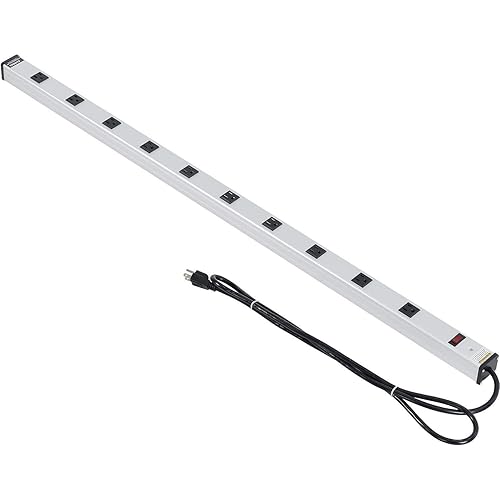 Global Industrial 48" 10 Outlet Aluminum Power Strip with 6-ft Cord ETL/cETL