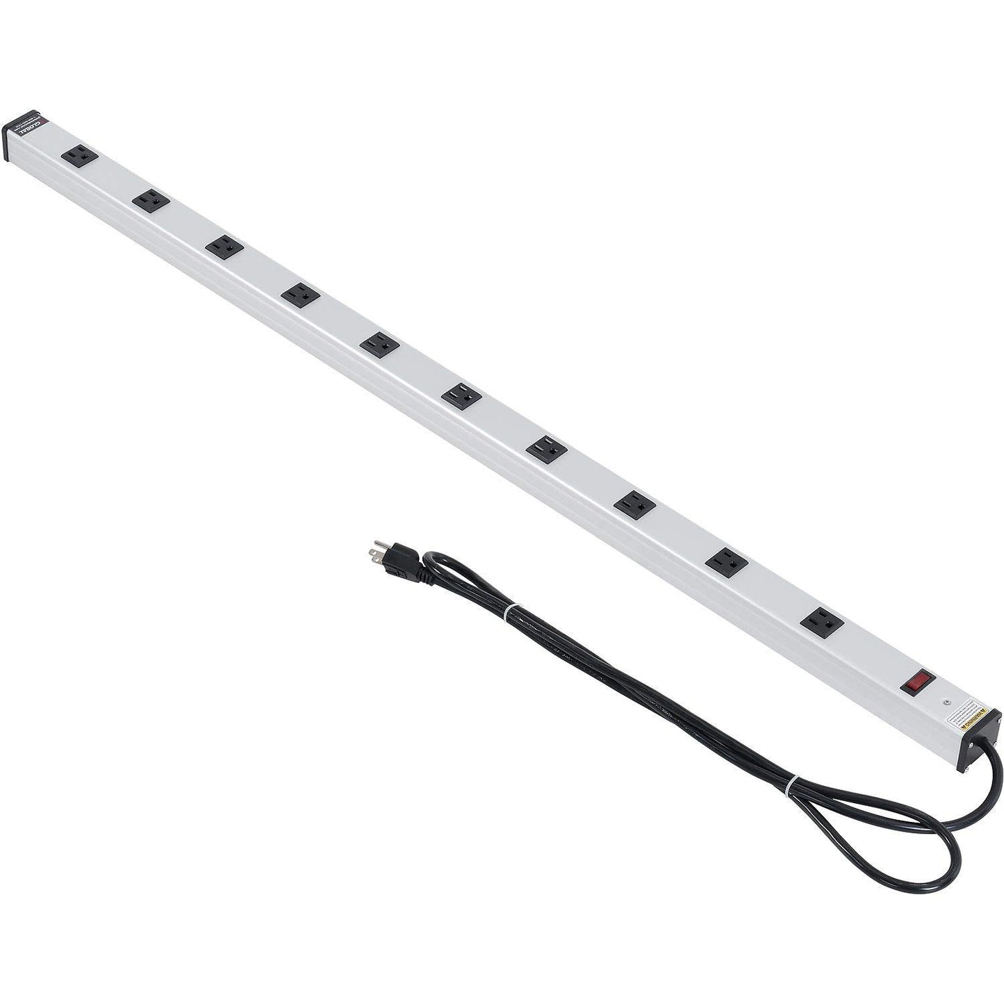 Global Industrial 48" 10 Outlet Aluminum Power Strip with 6-ft Cord ETL/cETL