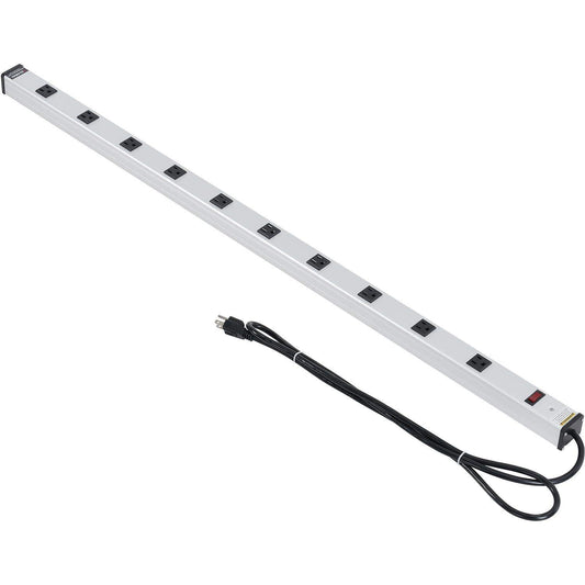 Global Industrial 48" 10 Outlet Aluminum Power Strip with 6-ft Cord ETL/cETL