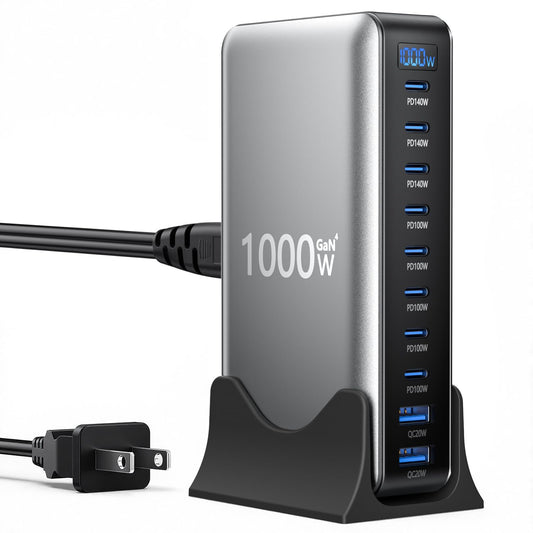 USB Charger Block, Charging Station 1000W 10 Port Type C Charger, USB Hub Multiple Devices Laptop MacBook Charger Compatible with iPhone