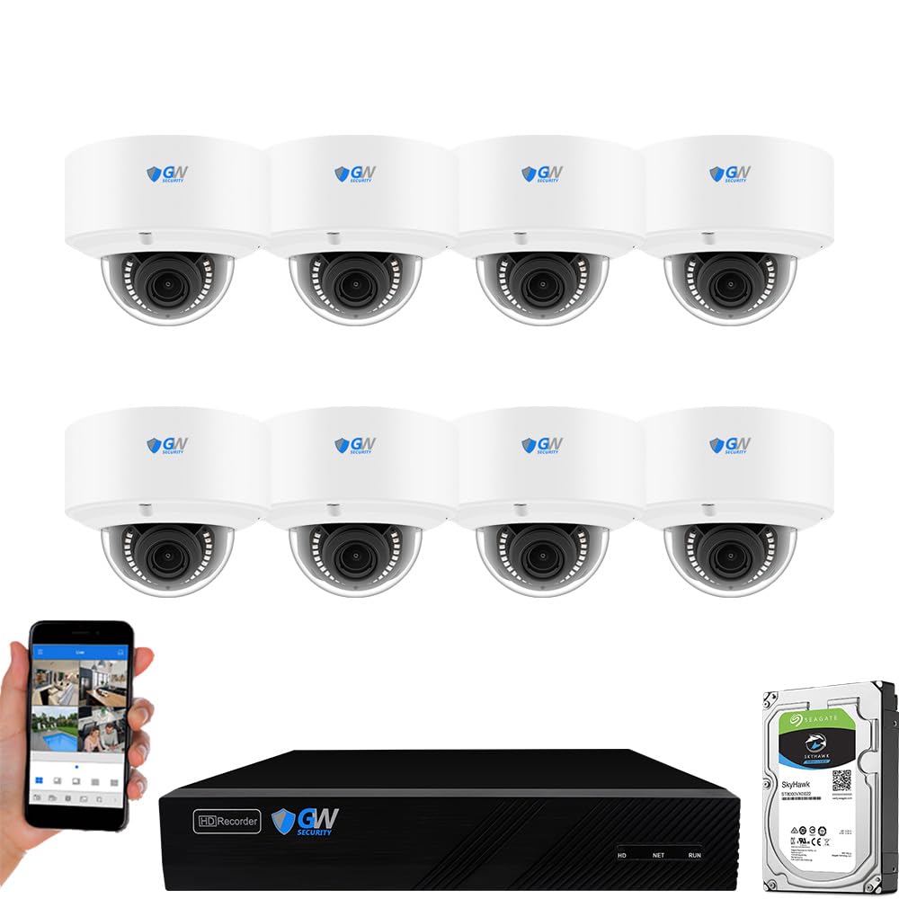 GW Security 16 Channel 12MP NVR 8MP 4K IP PoE Security Camera System with 8 4K 2.7-13.5mm 5X Motorized Zoom 24/7 Day Night Vision Waterproof