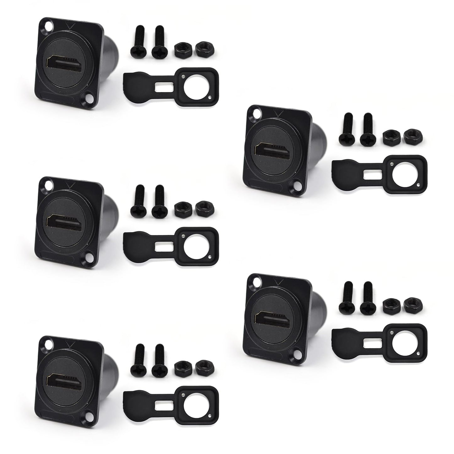 Itvexeme 5PCS HDMI 2.0 Panel Mount Adapter 4K@60Hz, HDMI 2.0 Panel Threaded Fixed Mount Coupler Female to Female for TV Monitor Projector