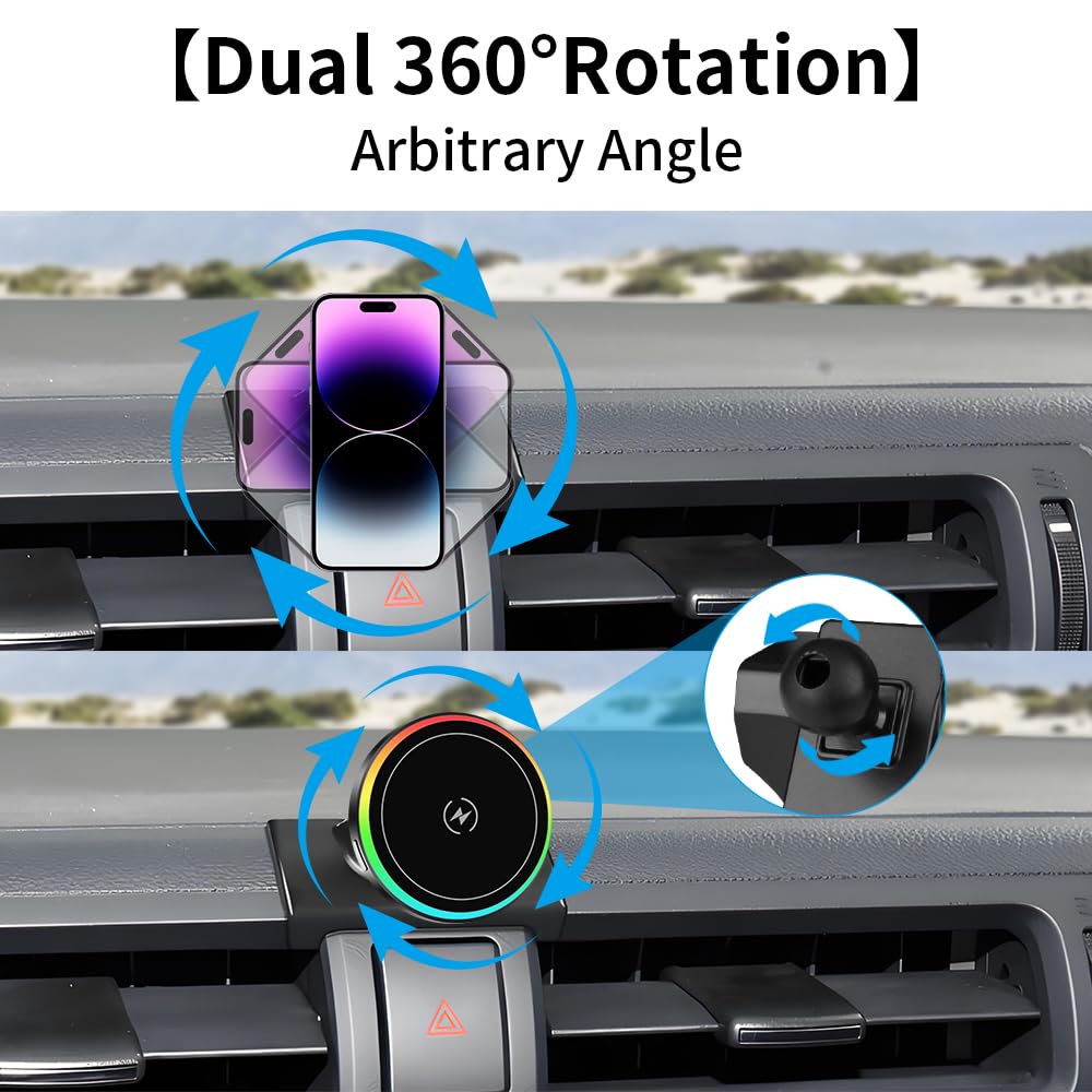 LUNQIN Car Magnetic Phone Mount for Toyota GR86 2022-2026 and Subaru BRZ 2022-2026 Auto Interior Accessories Best Cellphone Holder Fast 15W Wireless