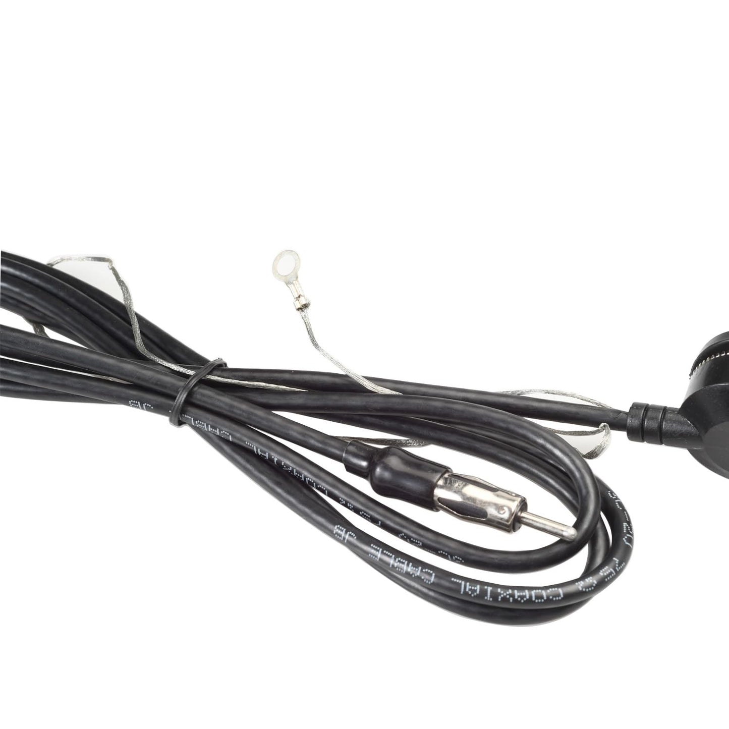 Rubber Antenna AM/FM for Car, RVs, Boat - 14" with 72" Cable, 180-degree Swivel Base