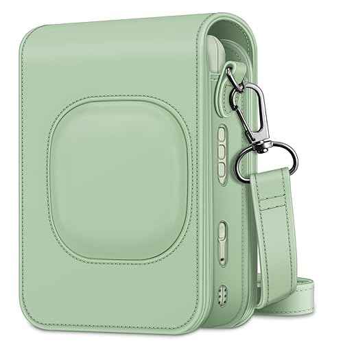 Fintie Carrying Case for Fujifilm Instax Mini LiPlay Hybrid Instant Camera - Premium Vegan Leather Portable Bag Cover with Removable Strap, Agave