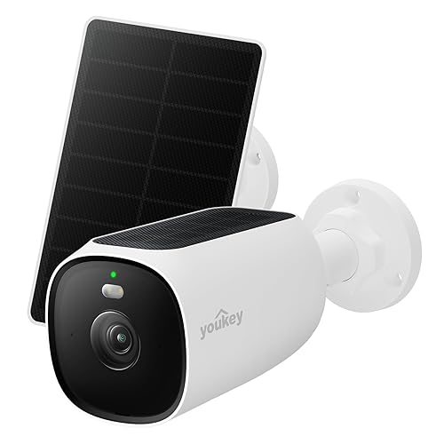youkey Solar Security Camera Wireless Outdoor 2.5K, 24/7 Recording, No Subscription AOV Cameras for Home Security with Solar Panel, AI Detection