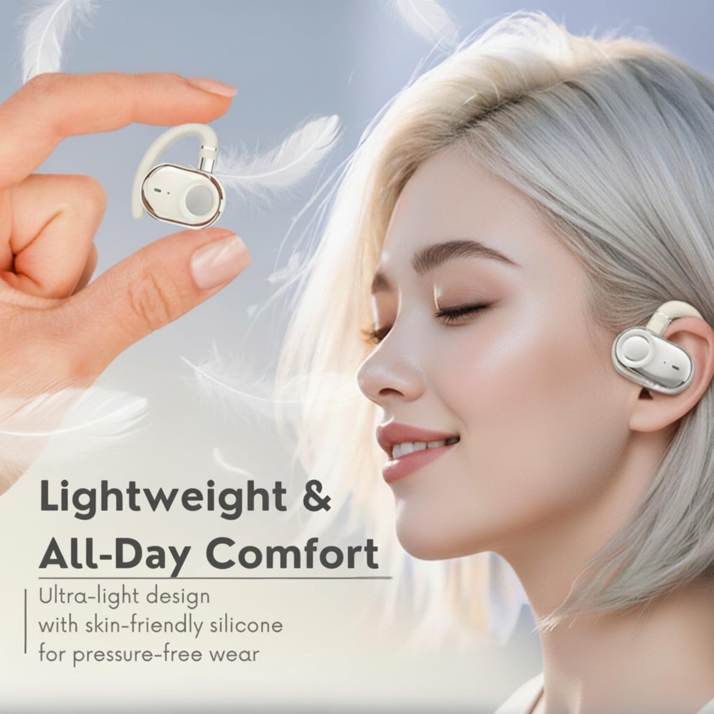 MINDBEAST Open Ear Earbuds with Bi-Axial Adjustment Fit and Immersive Sound, Bluetooth Wireless Headphones Ear Buds for Outdoor Exercise, Gym…